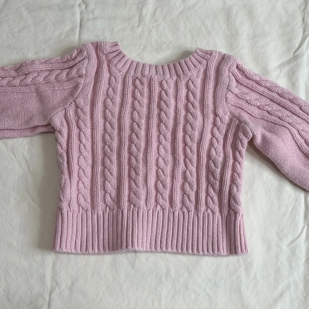 GAP Pink Teddy Coat & Knit Set with Gray Hooded Cardigan